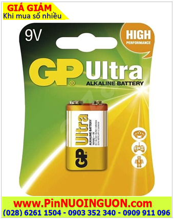 GP Ultra 1604UG /MN1604B; Pin vuông 9v Alkaline GP Ultra 1604UG chính hãng /Loại vỉ 1viên